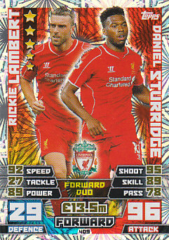 Rickie Lambert / Daniel Sturridge Liverpool 2014/15 Topps Match Attax Duo #409